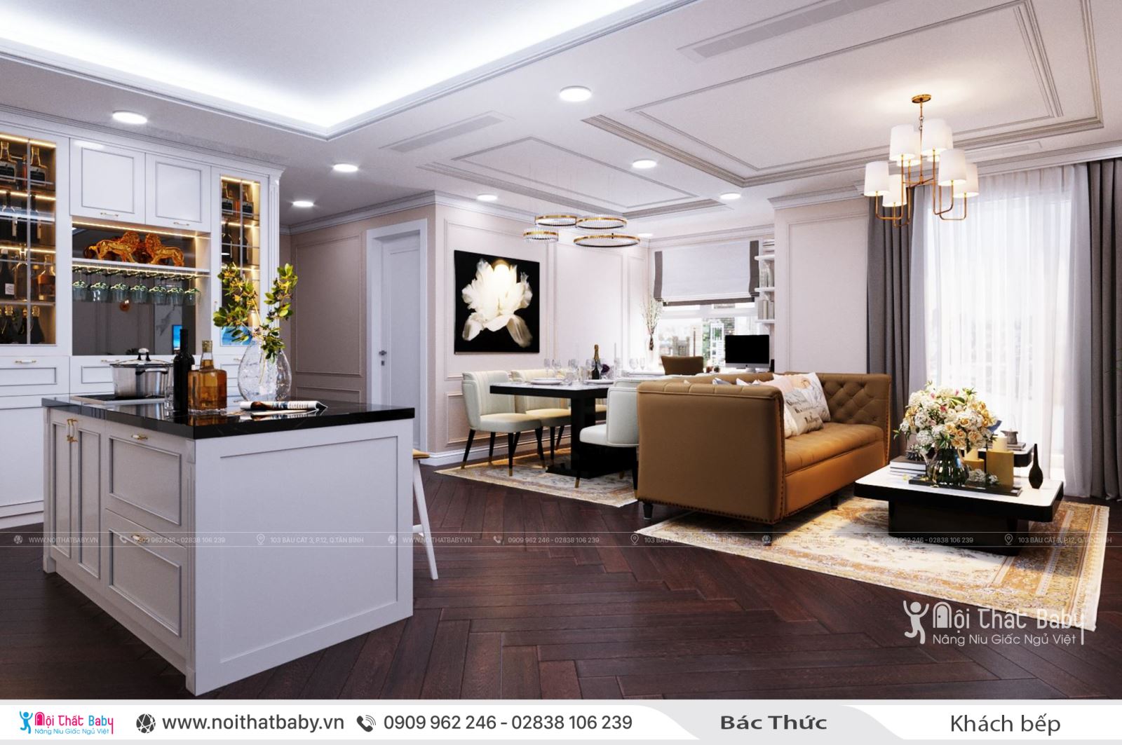 Thiết kế nội thất nguyên căn - phong cách tân cổ điển tại Saigon South Residences 